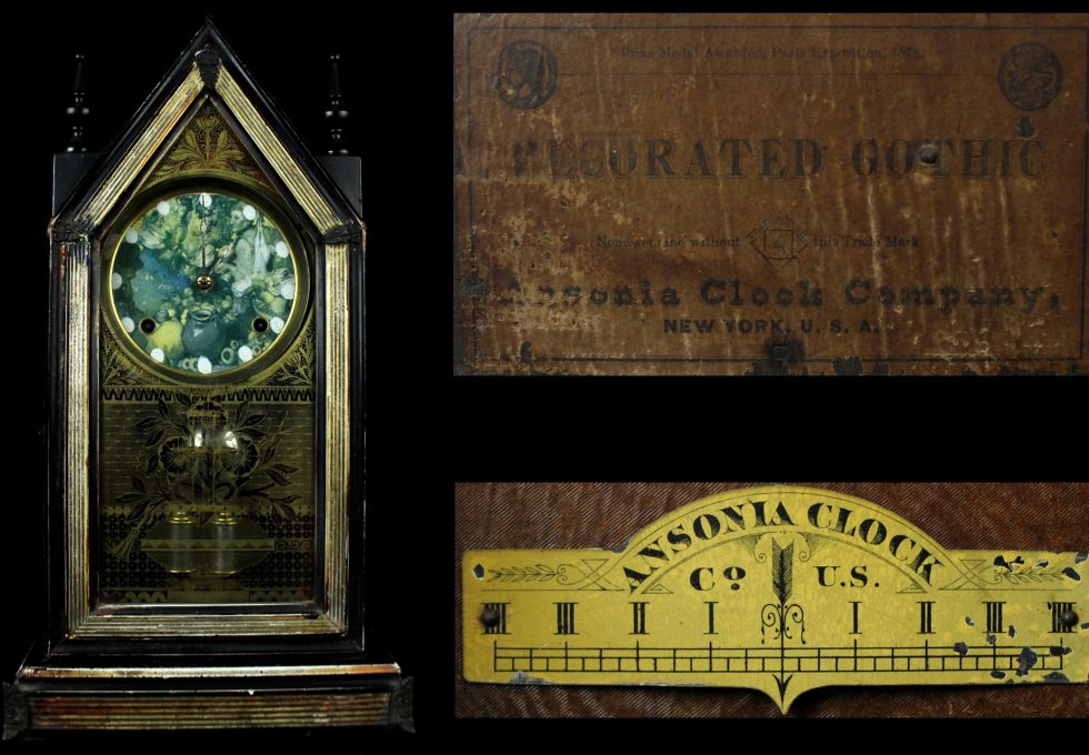 ANSONIA アンソニア ゴシック様式 金彩 西洋画文字盤 置時計