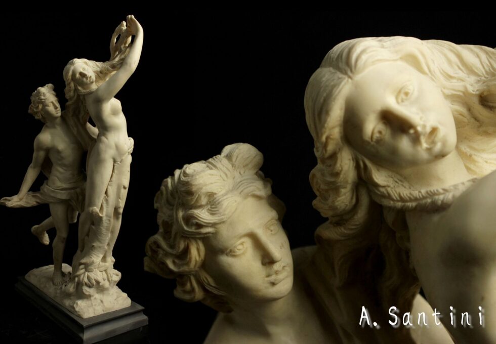 西洋美術 アンテルマ サンティーニ 作 『アポロとダフネ』 石膏像 高50cm 蔵出品を買取させていただきました。